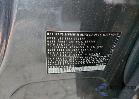 2020 Volkswagen Tiguan Se из США, поврежденный, VIN 3VV2B7AX6LM053571